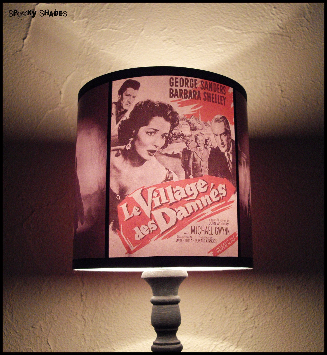 Horror Night lamp shade - SPOOKY SHADES, halloween decor, geekery, classic horror movie, rockabilly decor, gift for a geek