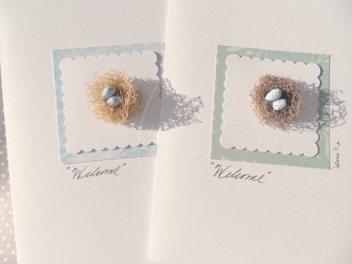 Baby Card - Baby Shower Card - Welcome Baby Card - Baby Announcement Card - Nest Card - New Baby Card -BNST