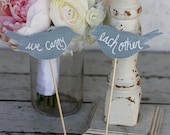 Wedding Cake Topper Love Birds Shabby Chic Decor Rustic Vintage Inspired (Item Number 140059)