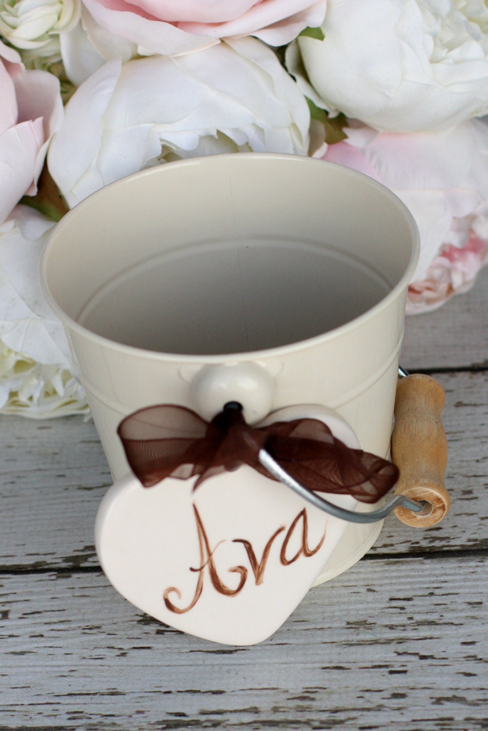 Shabby Chic Flower Girl Pail Custom Wedding Decor