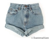 ALL SIZES "TURN" Vintage Levi high-waisted denim shorts blue cuffed rolled turn up jeans