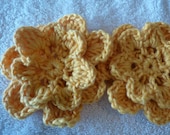Crocheted Cotton  Flower Appliques 2 Large Yellow