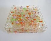 Coasters -Purple, Green and Orange Colors On Clear Glass