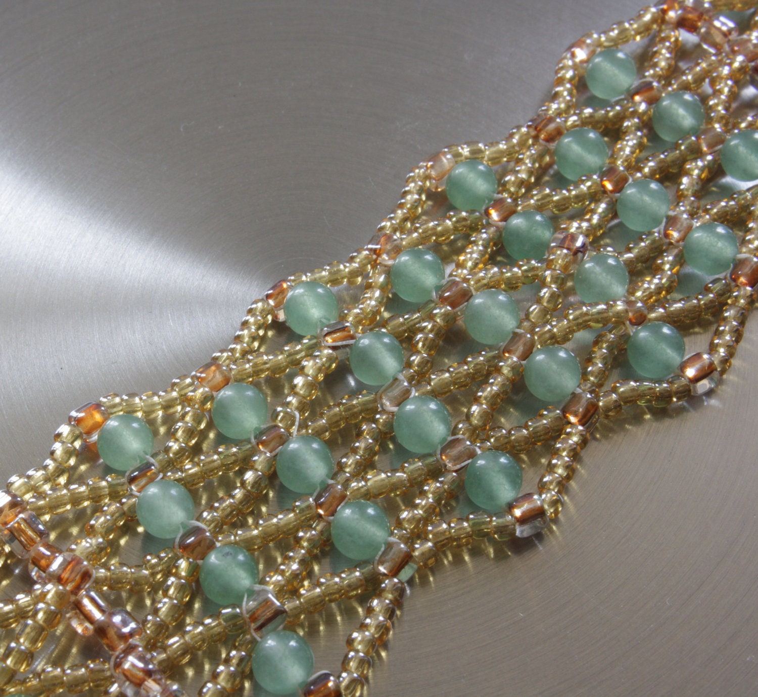 Netted Aventurine and Gold Bracelet