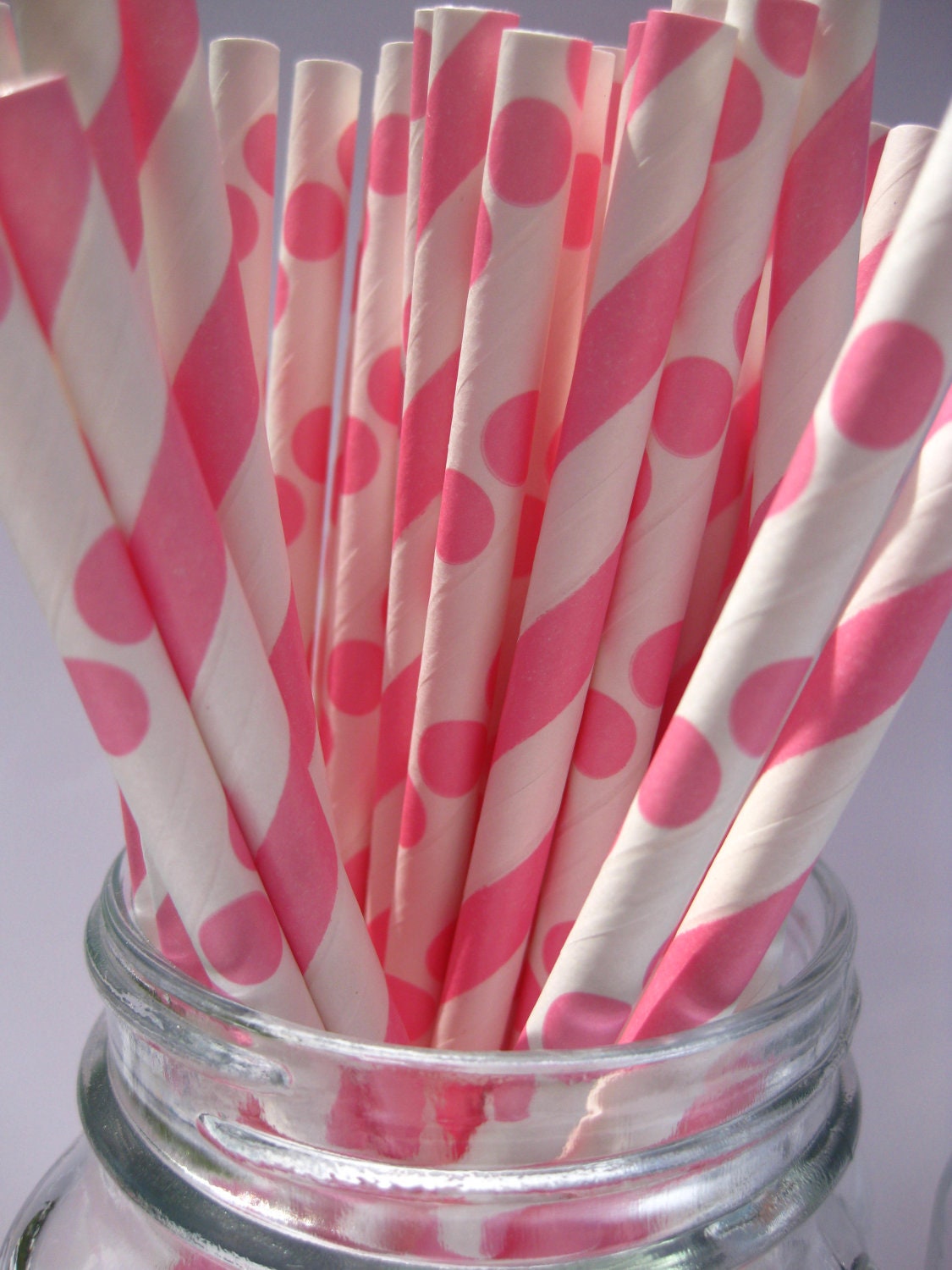 50 Vintage Style Bubblegum Pink and White Polka Dot and Striped Mix Paper Straws Printable PDF Lips Mustache