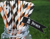 Halloween Paper Straws with Printable PDF Flags