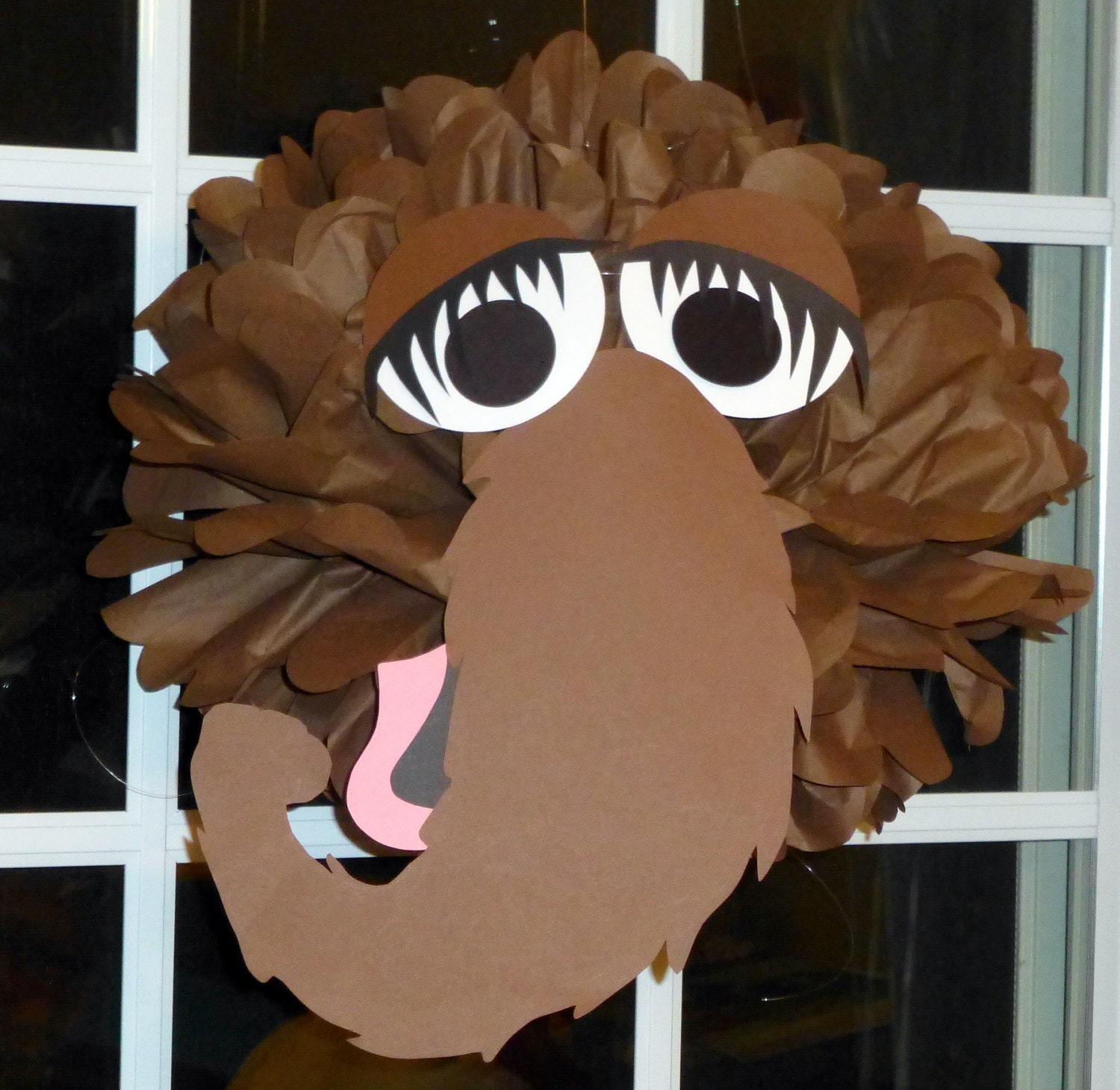 Brown Monster tissue paper pompom kit, inspired by Snuffy Snuffleupagus from Sesame Street Il_170x135