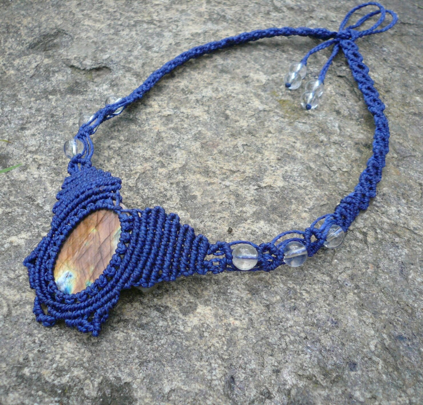 Labradorite macrame necklace