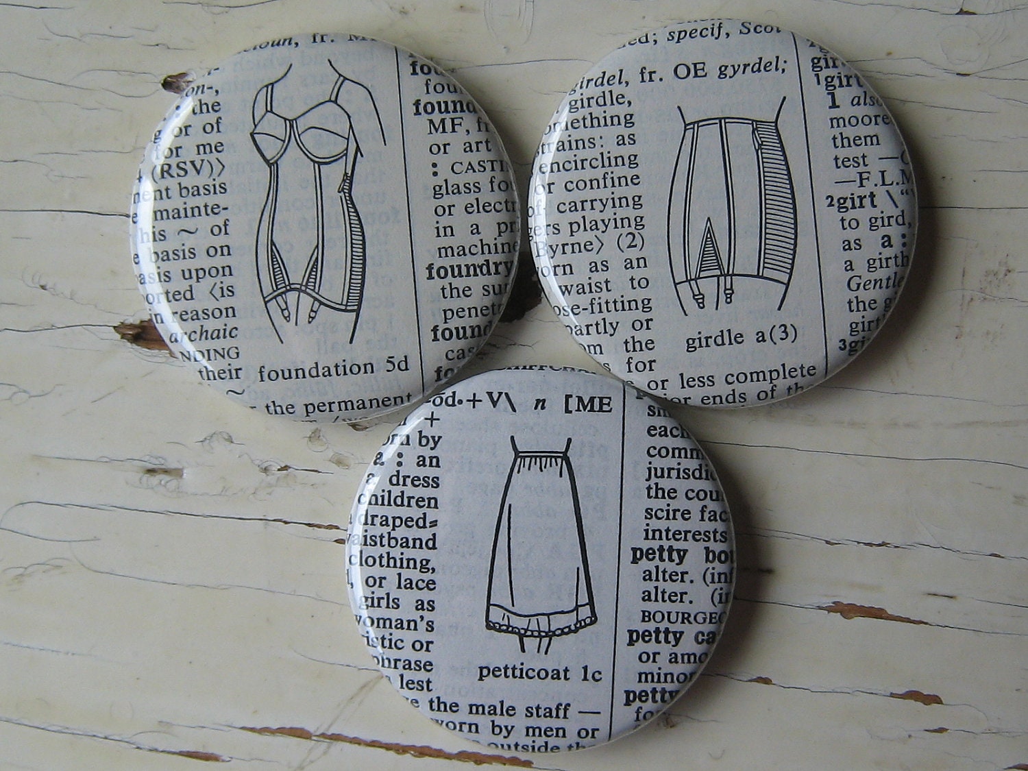 Unmentionables Vintage Dictionary Magnet Set of 3