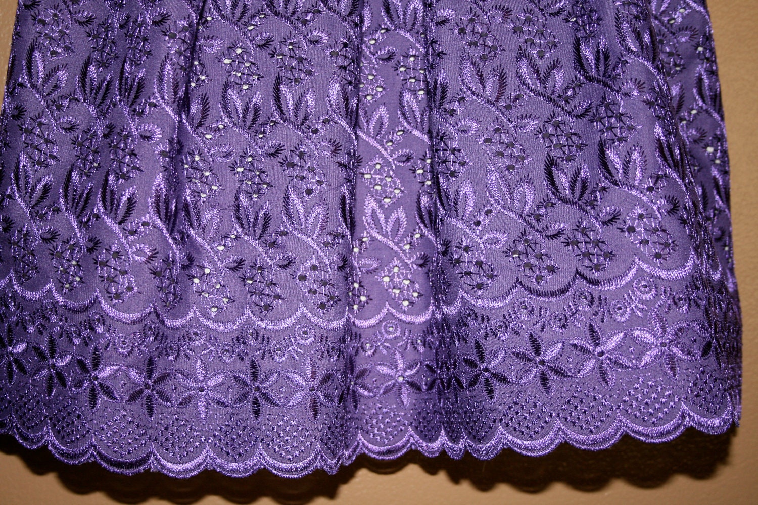 Flower Girl Dress  Deep Rich Purple Eyelet  With Matching Bonnet or Purse 03 months to size 6