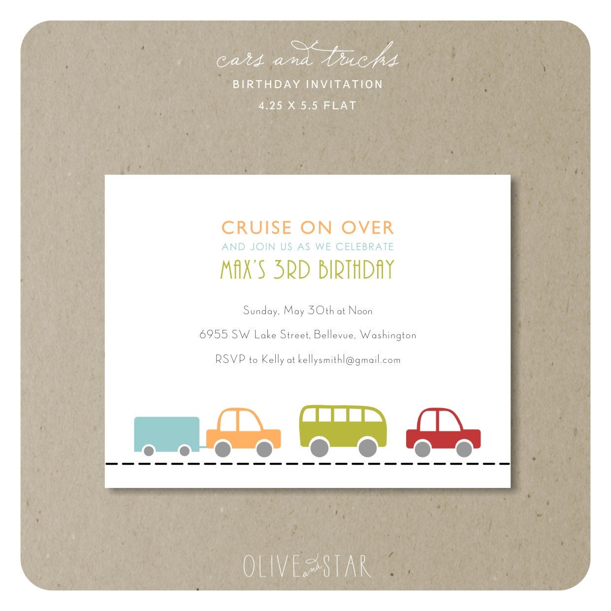 cars & trucks birthday invitation set  .  RESERVED LISTING LAURA