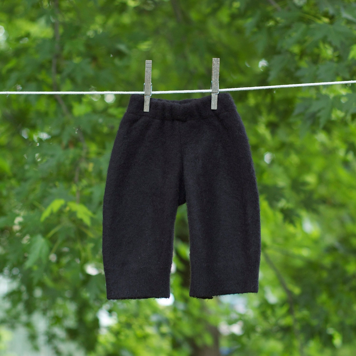 Upcycled Cashmere Longies in New Moon Black   Diaper Cover  Cloth Diaper Soaker  X SMALL 0-3 Months