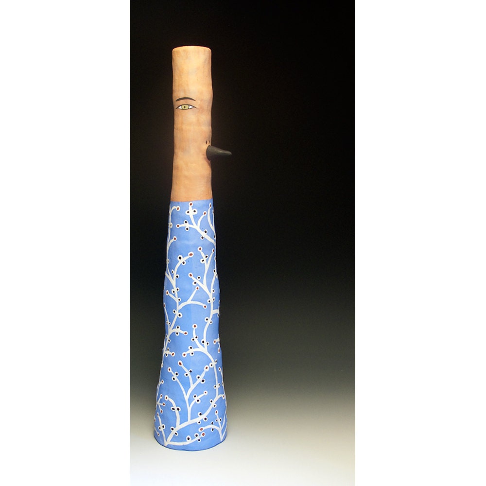 Tall Ceramic Bird Vase