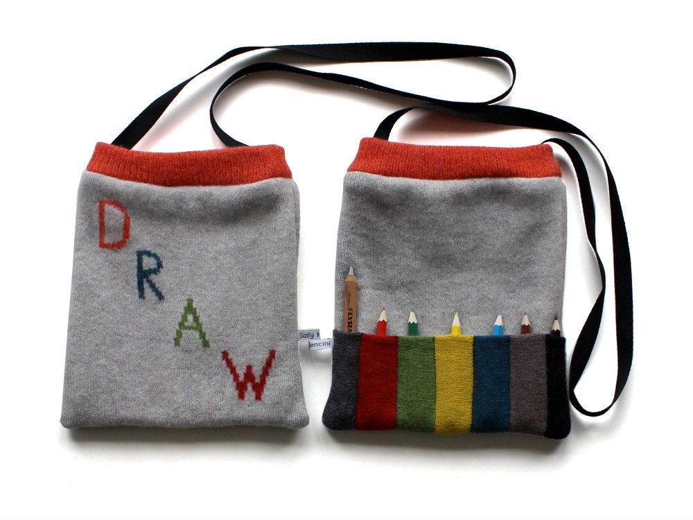 lambswool DRAW bag with pencils