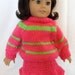 Sweater and Skirt Set Hot Pink Lime Green American Girl Doll