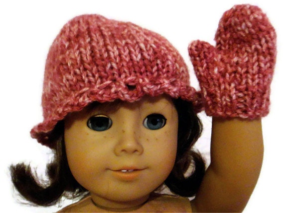Hat and Mittens Set Dark Pink American Girl Doll