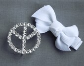 10 Rhinestone Buckle Diamante Crystal Slider 26mm round PEACE SIGN Wedding Invitation Flip Flop BK015