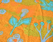 Vintage Fabric - Bloomcraft Canvas in Orange and Turquoise - 53 x 49