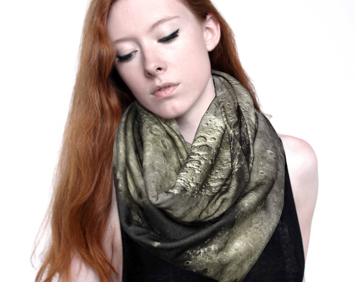SALE Moon Circle Scarf, Infinity Scarf, Soft Organic Cotton