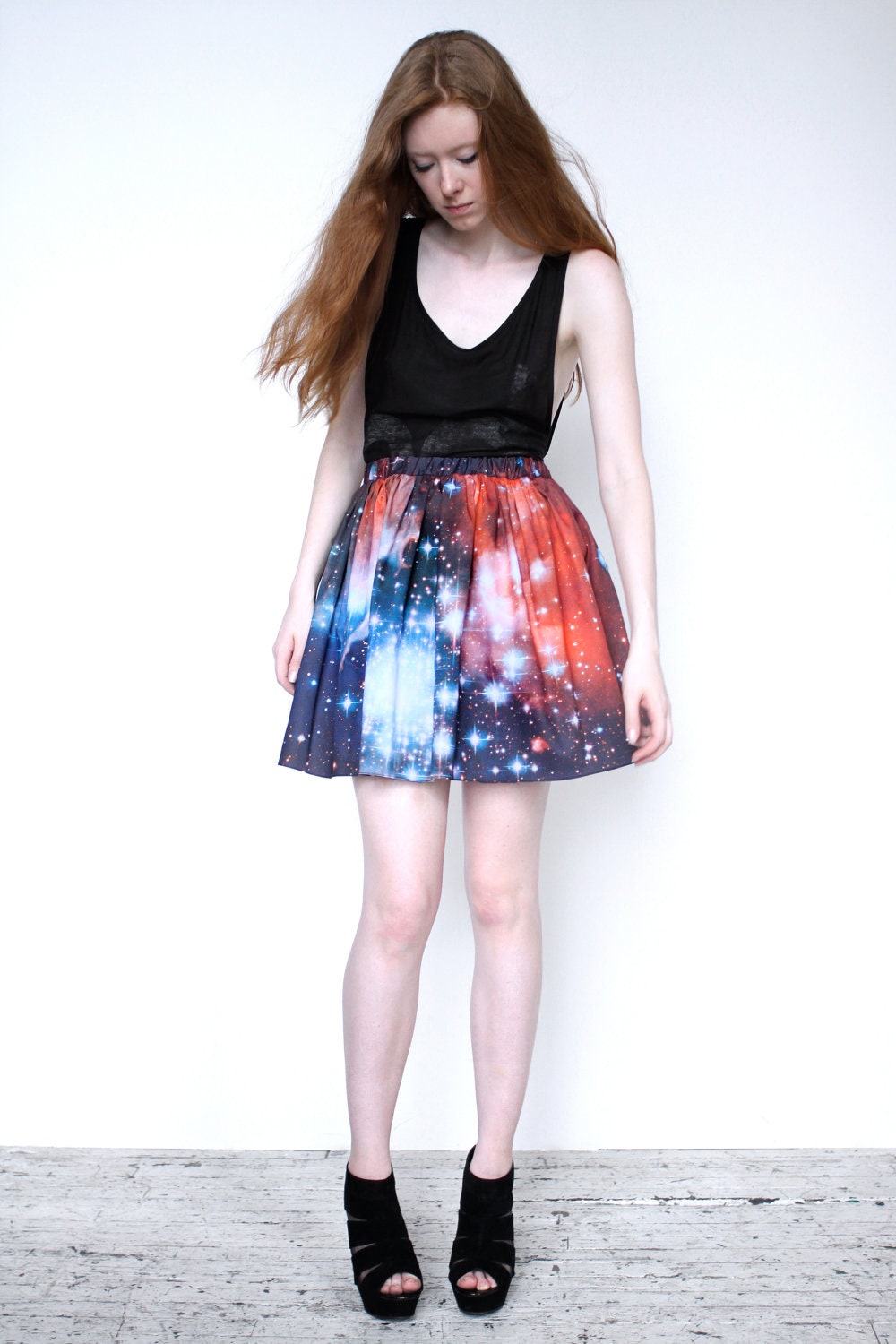 Crimson Galaxy Skirt, Organic Cotton