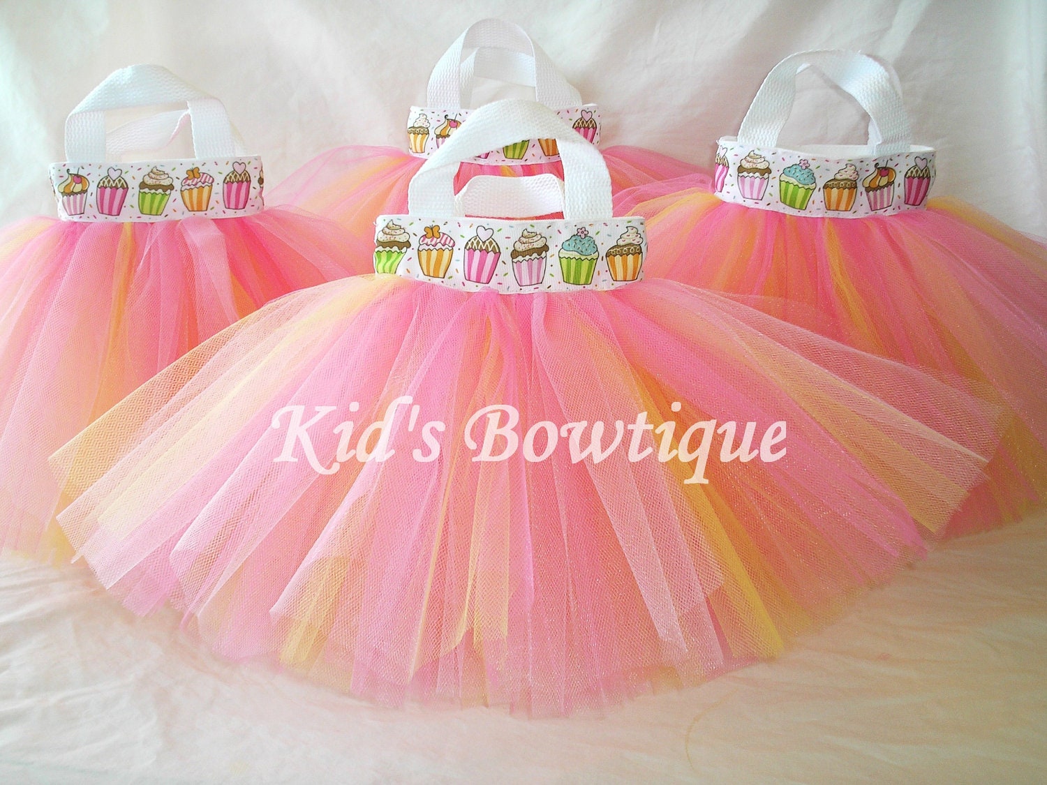 Set of 8 Cupcake Ribbon Party Favor Tutu Bags - birthday party decorations