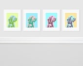 Large Custom Andy Warhol style pet portrait - Set of four 8x10 prints