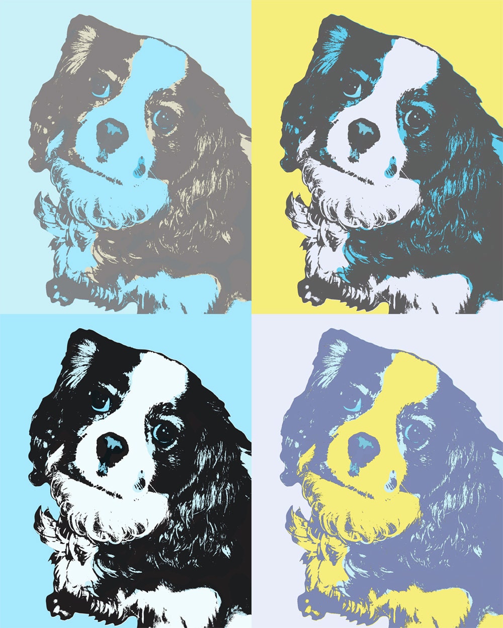Andy Warhol Custom pop art pet portrait -  8x10 print in more muted colors - digital file