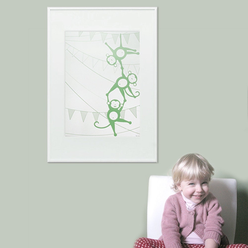 Monkeying Around - Handprinted on paper - Choose Your Colors