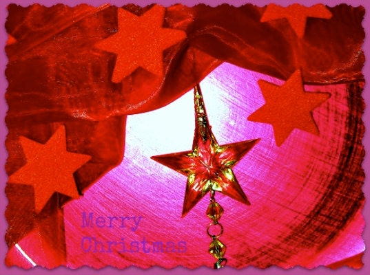 Christmas Photograph Greeting Card  Jolly Star  with envelope