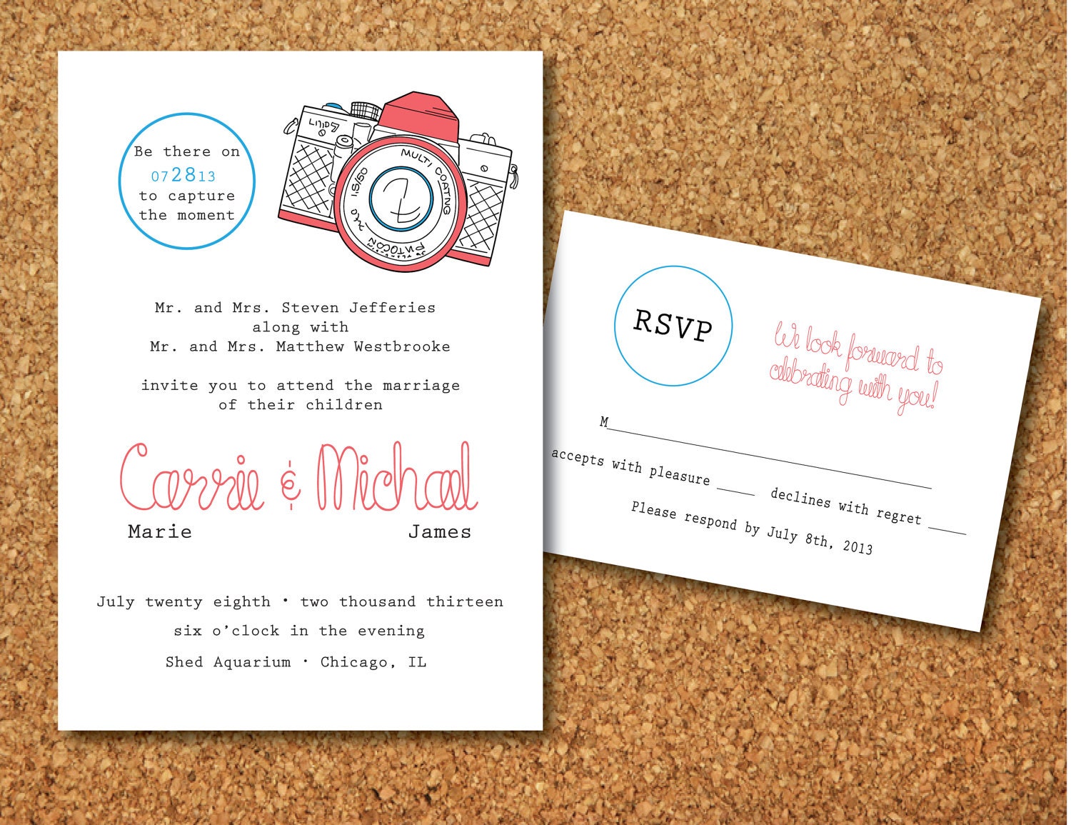 Wedding Invitation Retro Camera