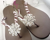 Rhinestone Zebra Flip Flops Bling  Buckle Jewel Bubbles Silver and Black Mom Girl Boutique Ribbon Flip Flops choose your ribbon color