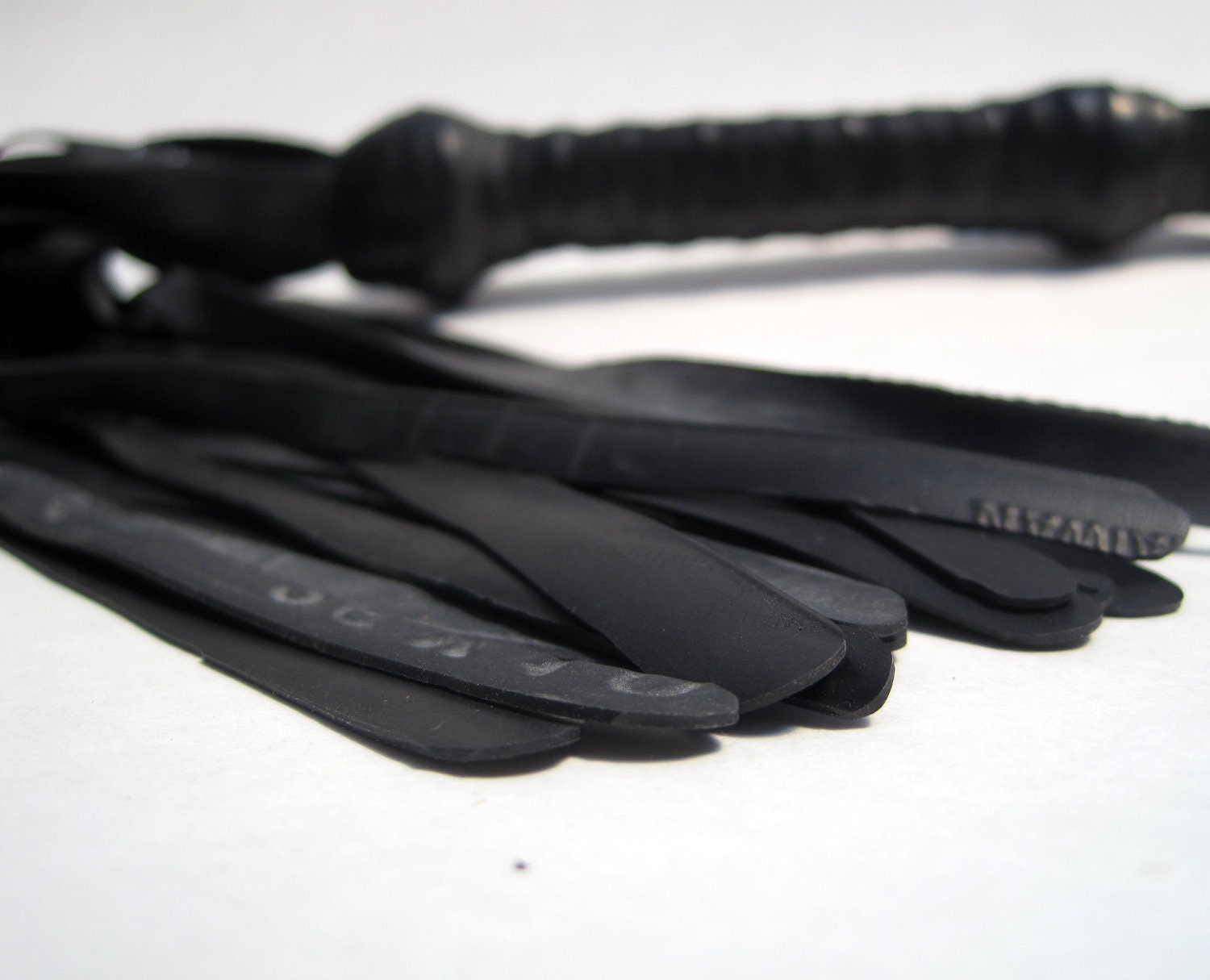 Rounded Soft Flogger Single Bicycle Innertube Black Vegan Rubber Whip