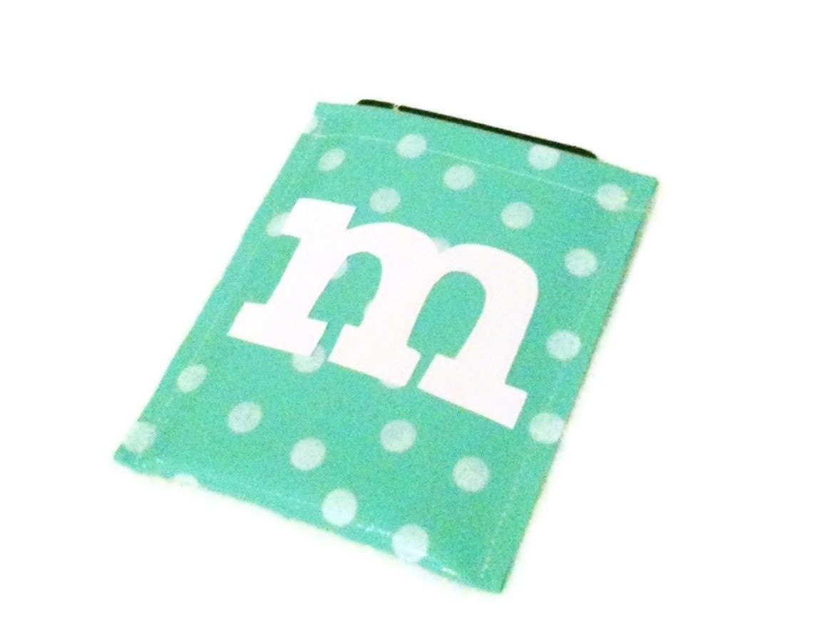 Tiffany Blue Polkadot Passport Protector with Initial Applique Monogram