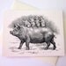 Pig and Piglets Note Card Set of 10 in White or Light Ivory with Matching Envelopes