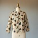 1960s jacket / linen jacket / 60s cropped jacket / pear print jacket / novelty print - size small