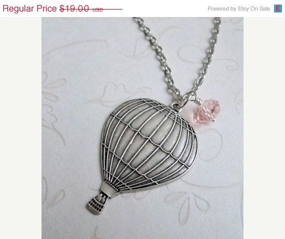 Hot Air Balloon Necklace Silver / Graduation Necklace / Everyday Necklace