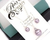 Wedding Party Set, Bridesmaids jewelry set, Necklace and Earring Set for Bridal Party, Pearl Drop Earrings and Pearl Pendant Jewelry Set