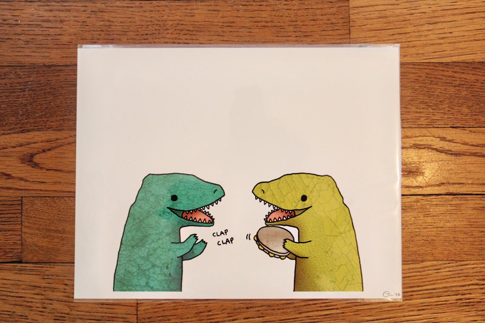 MUSICAL DINOS - 8x10 illustration art print