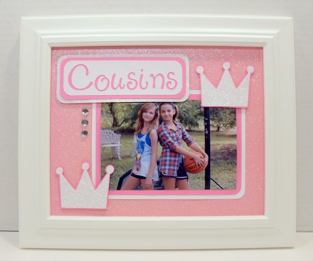 Cousins / Sisters Glitter Princess Picture Frame - 8x10  Deluxe Frame Included - You Choose the Colors & Theme Crowns or Other