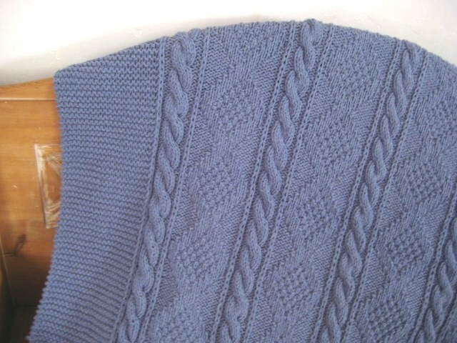 AFGHAN Hand Knit Blue Jeans Blue COTTON 54 x 70 Throw Blanket Sabina (not currently in inventory)