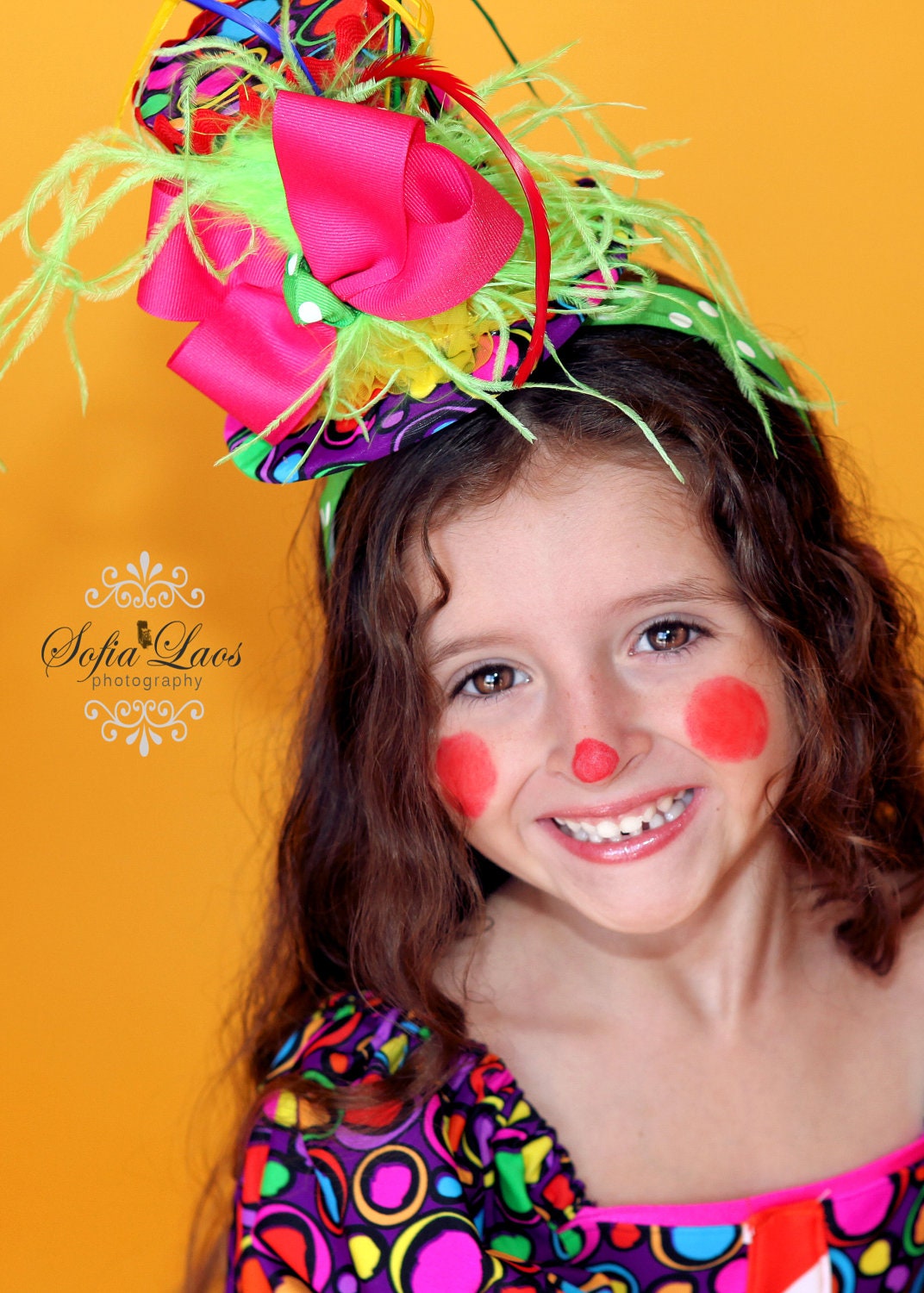 Clown Costume 4t custom boutique Halloween costume purple rainbow tutu clown dress