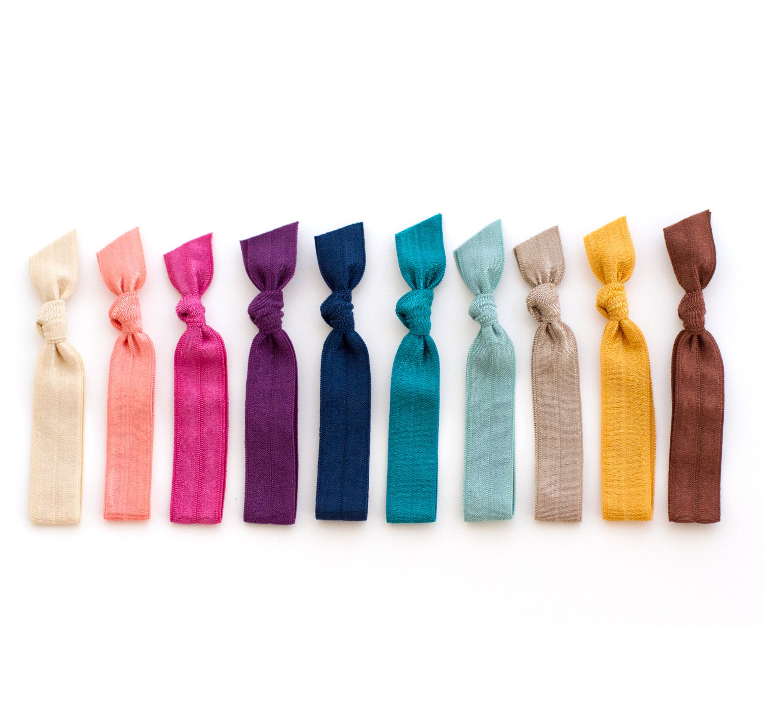 The Pioneer Hair Tie Package - 10 Jewel Tone Fall Elastic Solid Color Hair Ties that Double as Bracelets by Mane Message on Etsy