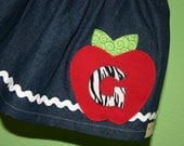 ALL Skirts - Buy One Get One 50% OFF - Custom Initial Apple Twirl Skirt - sizes newborn - Girls 8