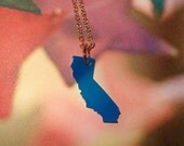 Blue Small California Necklace, Acrylic US State Pendant