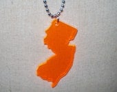 Big New Jersey Necklace in Fluorescent Neon Orange