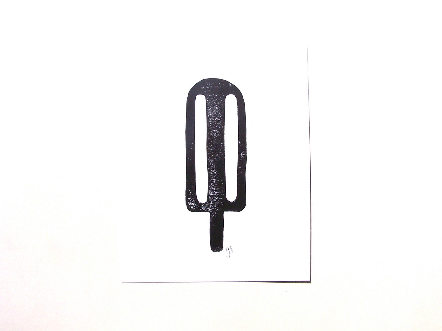 LINOCUT PRINT - Minimal black popsicle 8x10