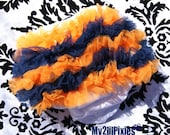 Inspired by Football The Chicago Bears/ Denver Broncos- Orange and Navy Chiffon ruffle bum baby bloomer  Diaper cover- Photo Prop-