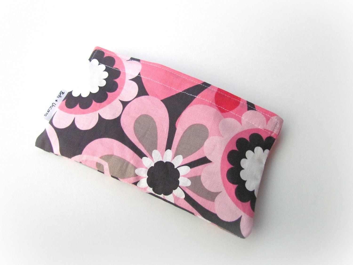 Reusable Sandwich Bag -- Pink & Gray Petals (SNACK SIZE)