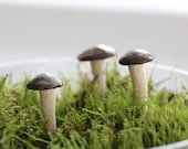 Mini Brown Button Mushroom Stakes - Garden Decoration - Set of 3