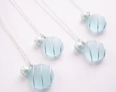 Seaglass Bridesmaids sets - Light Aqua Blue - Glass Pearl - Other Colors Available - Earrings available - Weddings - affordable - seaside